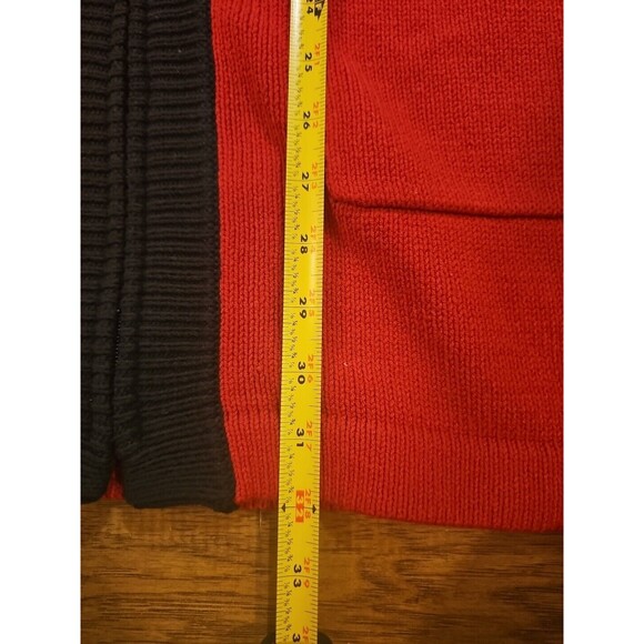 Bob Mackie Wearable Art Full Zip Long Thick Sweater Top Medium Red Black - Picture 5 of 8
